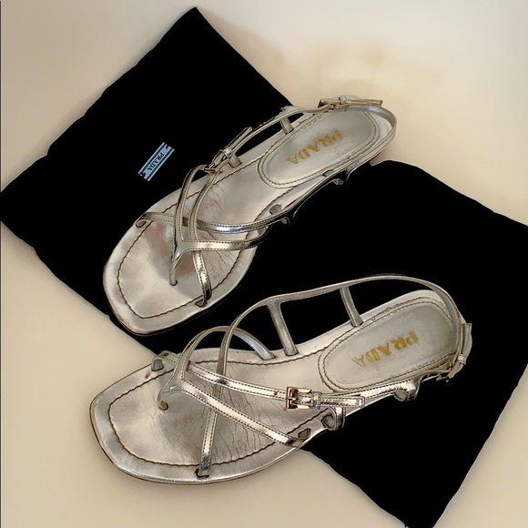 PRADA Calzature Donna Silver Sandals - Picture 1 of 3